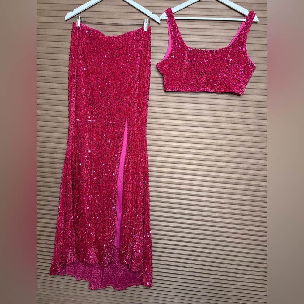 Faeriesty Pink Sequin Dress Set